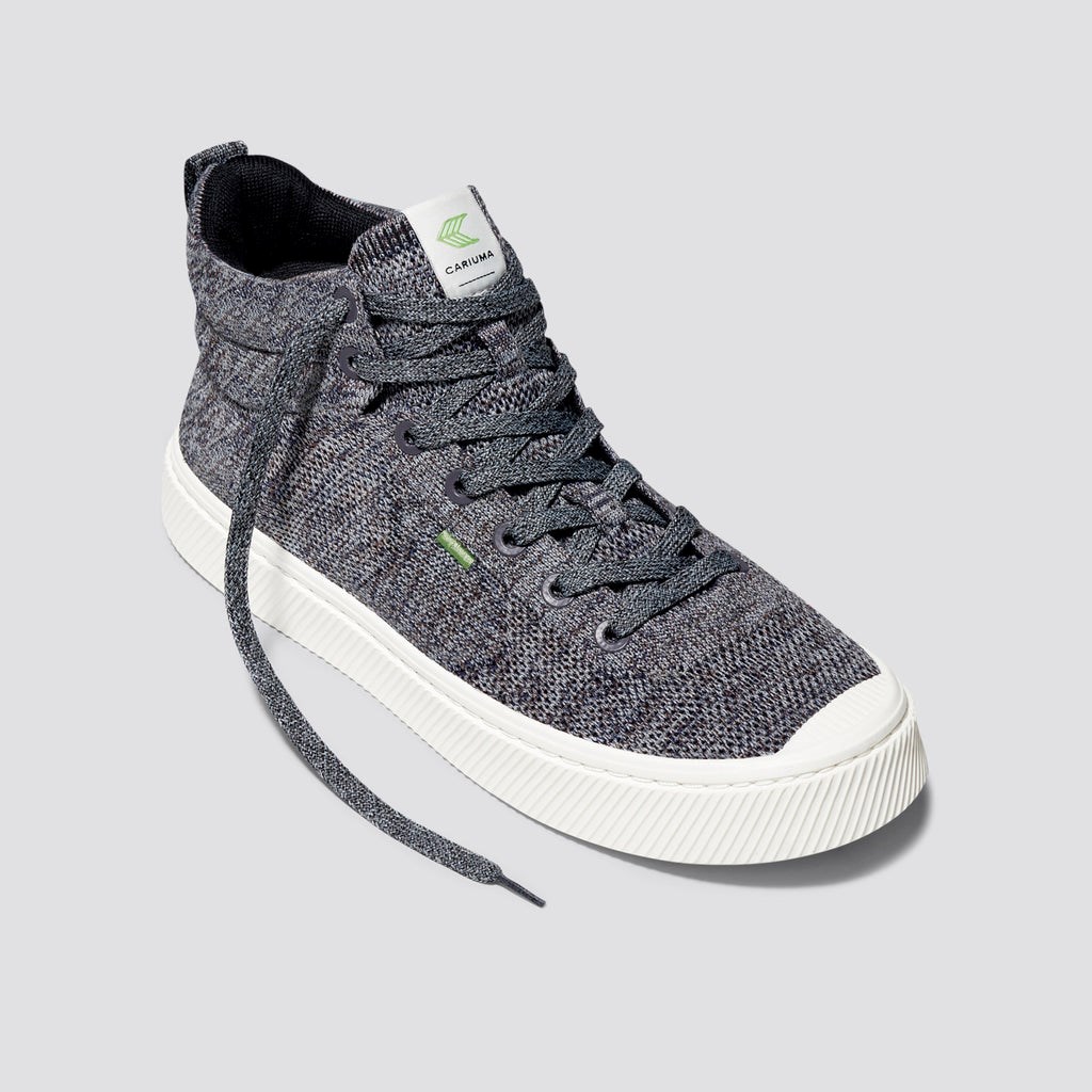 IBI HIGH Cariuma High Top Bamboo Weave Knit Vegan Grise Homme | EWB-1231021